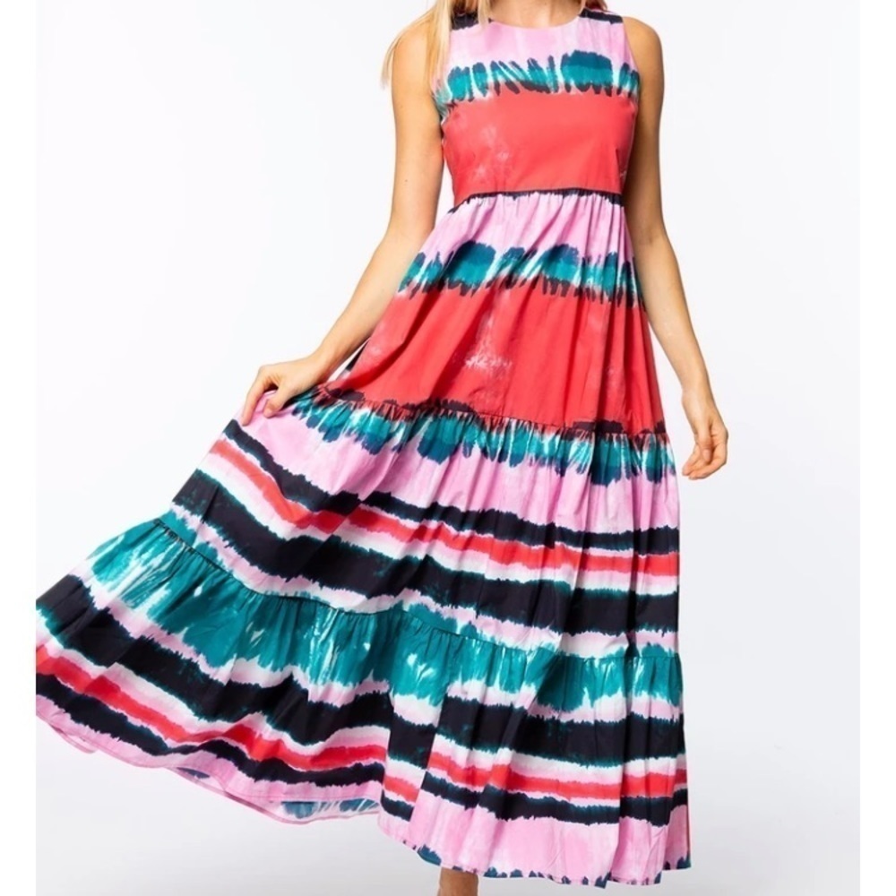 Tyler Böe Multicolored Dress tie dye maxi (Size S) bohemian festive tiered red